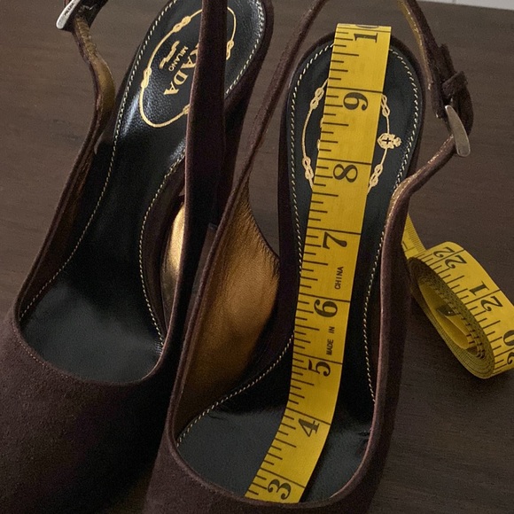 Prada Chocolate Brown Suede Slingback Platform Pumps - Picture 13 of 13
